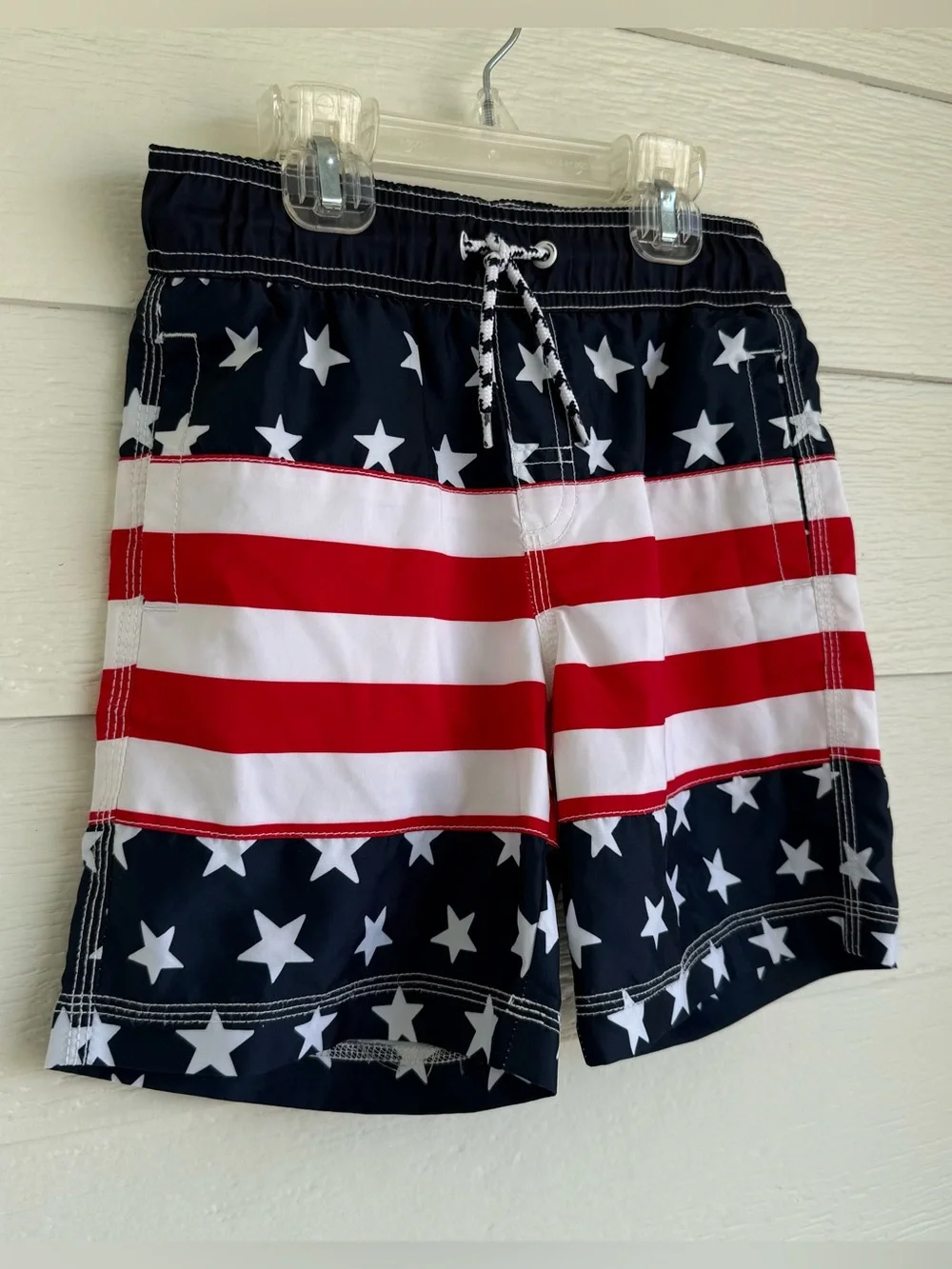 Gymboree Boys American Flag Swim Trunks w/Pockets - Red, White & Blue Size 5-6